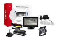 AMIO TFT01 Set parkirnih senzora s 4,3" zaslonom i HD kamerom, 4 srebrna senzora